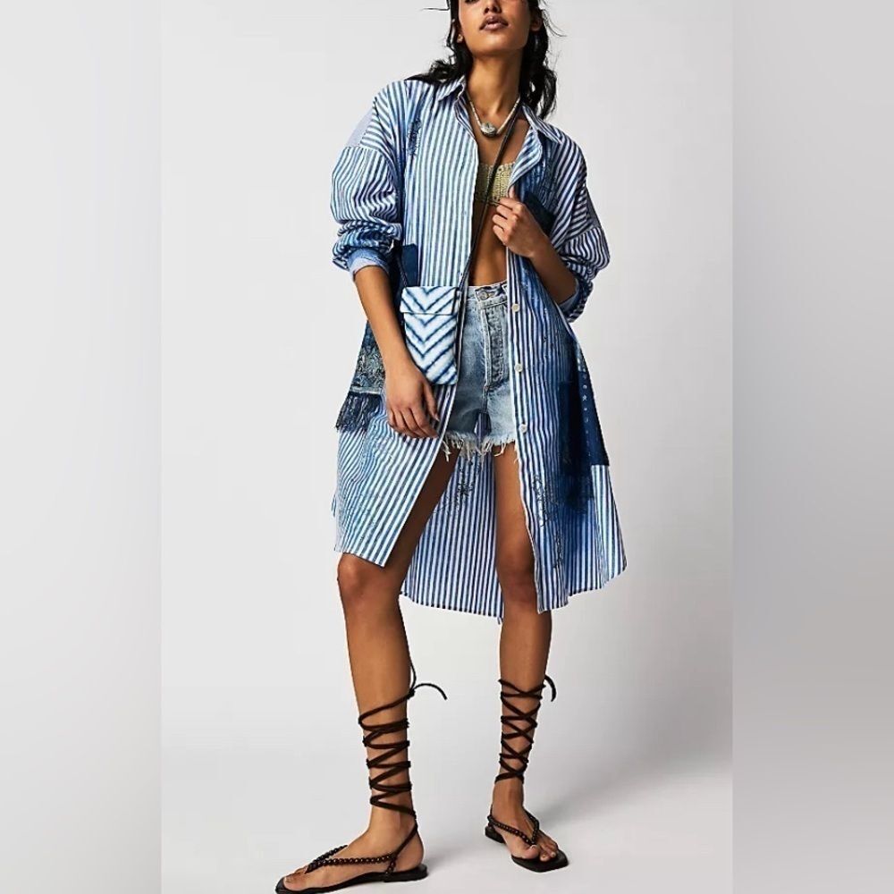 Free People Nigel Preston Huntress Stripe Shirt at in Blue, Size XS/S